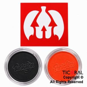 KIT MAQUILLAJE ARTISTICO CALABAZA NEGRO Y NARANJA ( 4 GR) + STENCIL